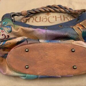 ANUSCHKA LEATHER HAND PAINTED Floral-Butterflies Bag 440-COL - gently used